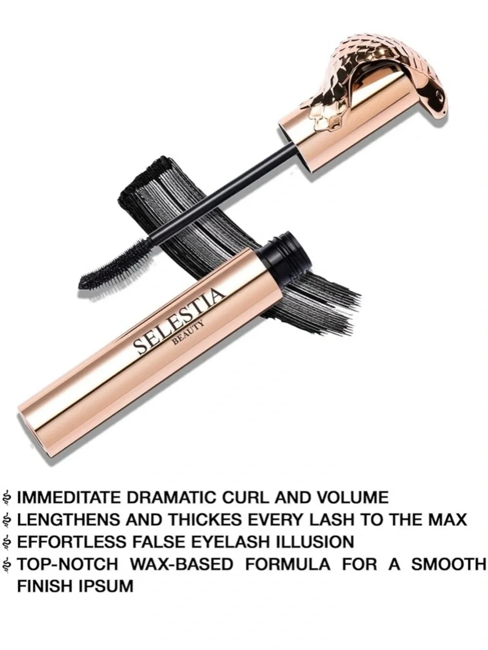 SELESTIA BEAUTY Queen Cobra Royal Volume And Curl Mascara 10 ML In Black